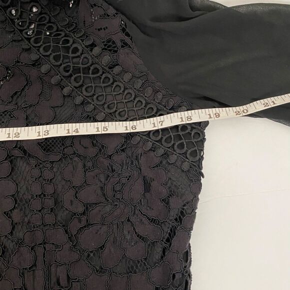 Lipsy London Black‎ Lace Long-Sleeve Blouse – Size US 8 (SKU: 365) - Picture 5 of 8